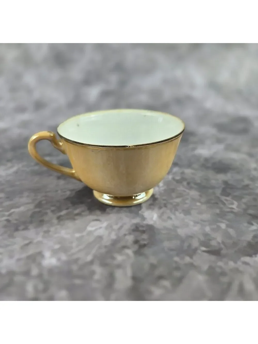 Vintage Peach Lusterware Demitasse Cup Saucer Two Ladies Child Made in Japan